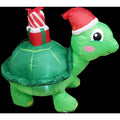 Christmas Inflatable Turtle Yard Decoration Santa Hat Present Outdoor Holiday 4"