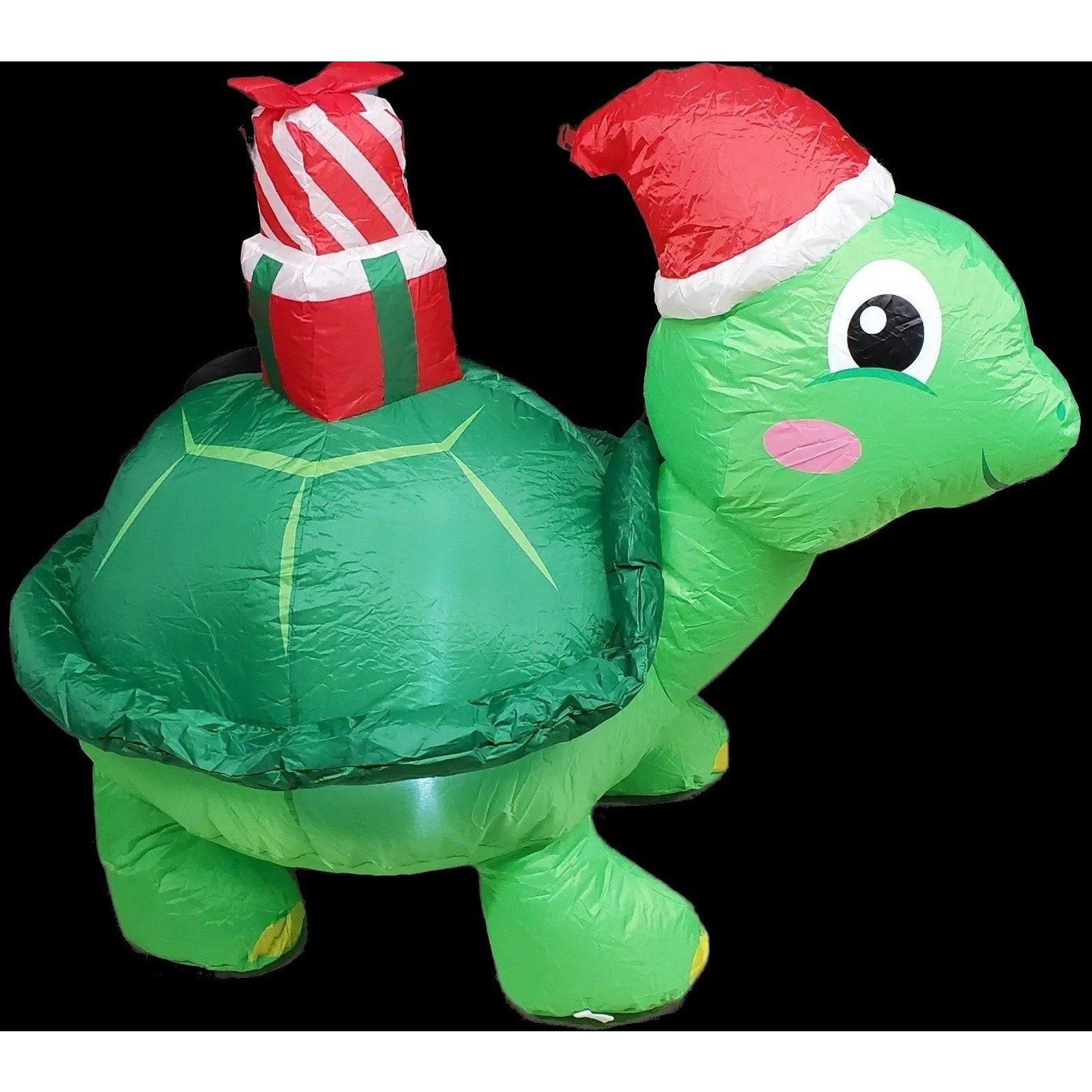 Christmas Inflatable Turtle Yard Decoration Santa Hat Present Outdoor Holiday 4"