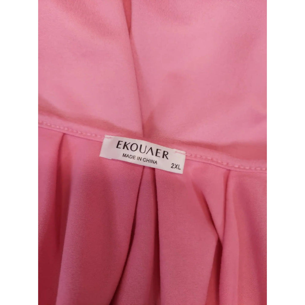 Ekouaer Womens Nightgown Sleep Dress 2XL Pink Sleeveless Chemise Loungewear