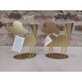 Gold Poodle Dog Candle Holders Pair Metal Home Decor Farmhouse Tabletop