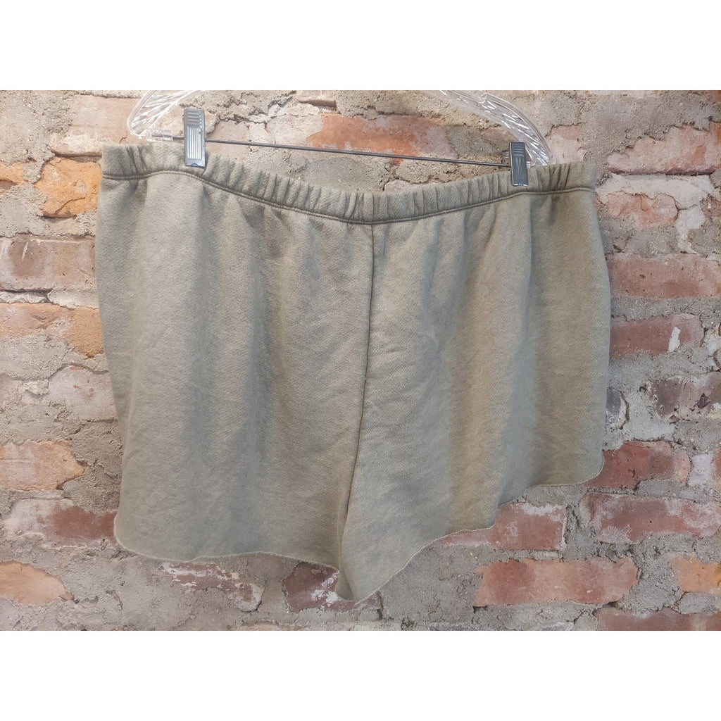Aerie Womens Shorts XXL Green Lounge Fleece Elastic Waist Raw Hem Pockets