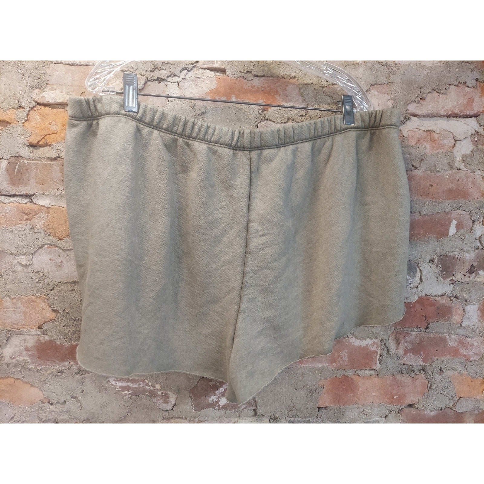 Aerie Womens Shorts XXL Green Lounge Fleece Elastic Waist Raw Hem Pockets