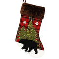 Black Bear Christmas Stocking Red Plaid Faux Fur Cuff Lodge Cabin Holiday Decor
