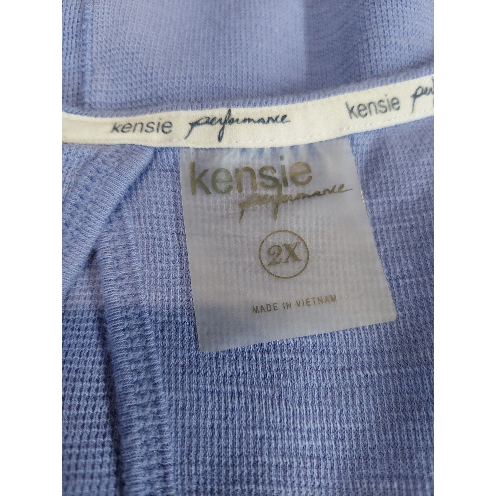 Kensie Performance Womens Plus Size Athletic Tank Top 2X Blue Textured Keyhole