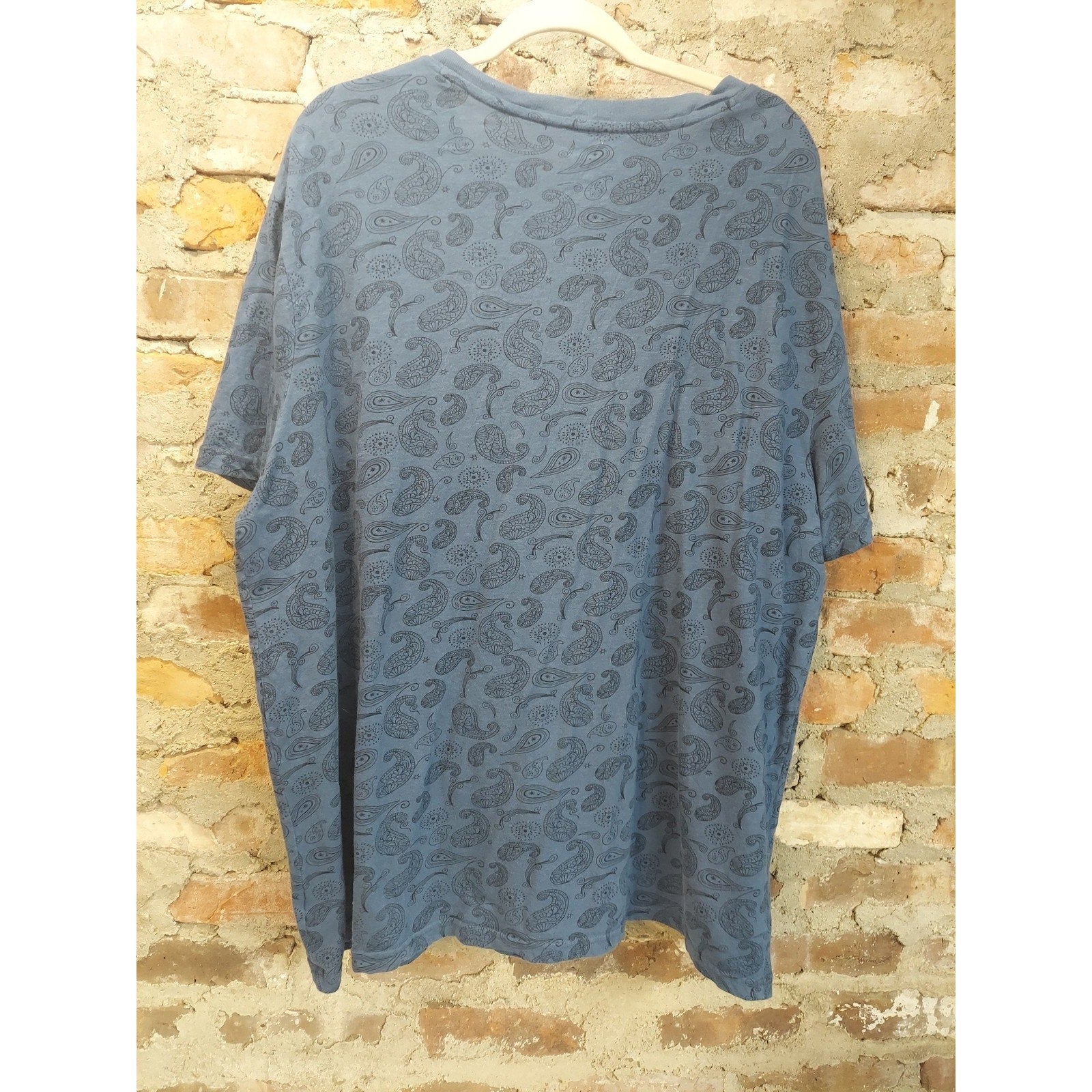 SONOMA Womens T-Shirt XXL Blue Paisley Short Sleeve Cotton Pocket Tee