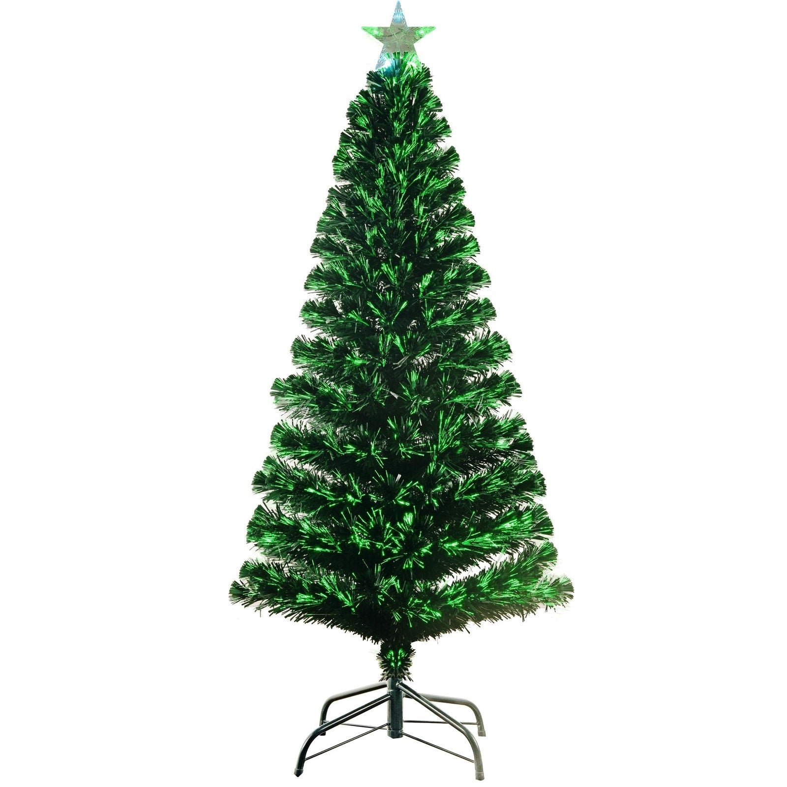 5 Foot Fiber Optic Christmas Tree Pre Lit LED Star Tabletop Holiday Green