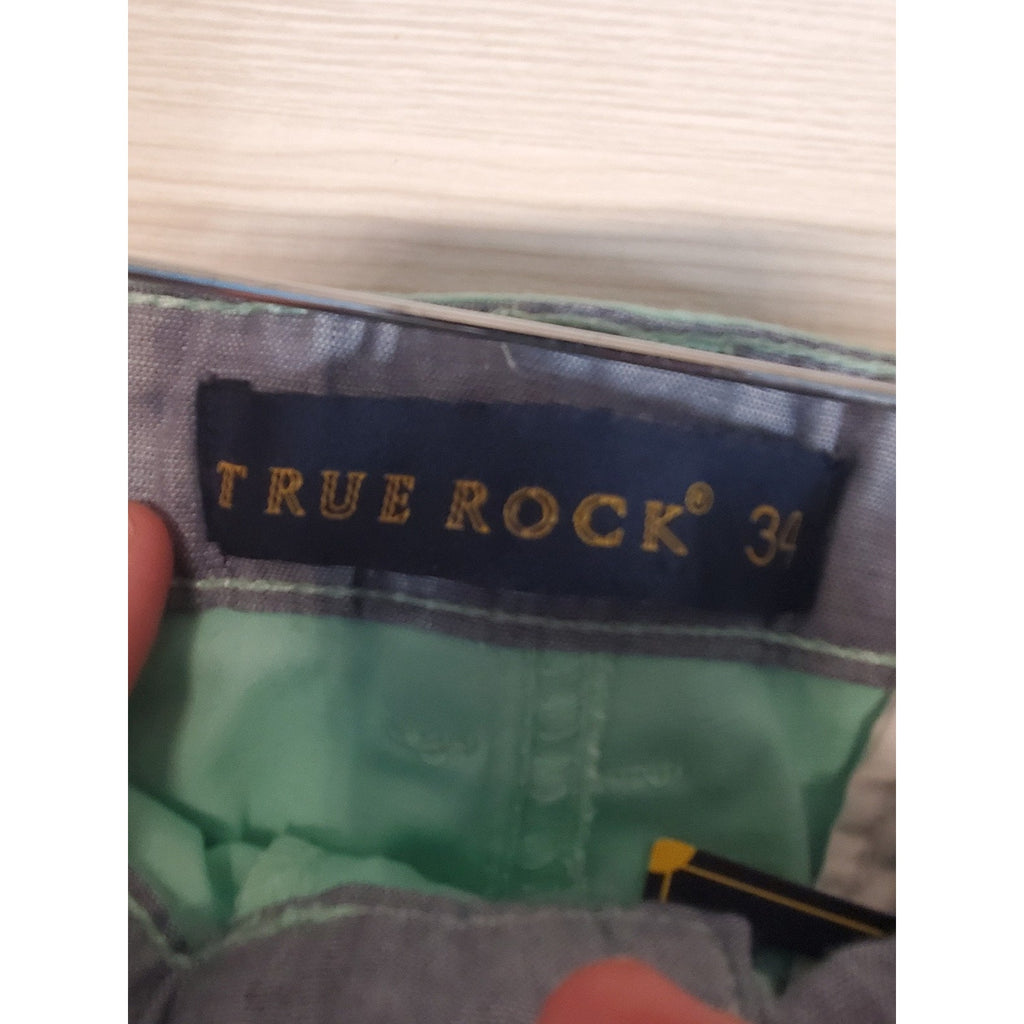 True Rock Mens Size 34 Mint Green Chino Shorts Belted Flat Front Pockets