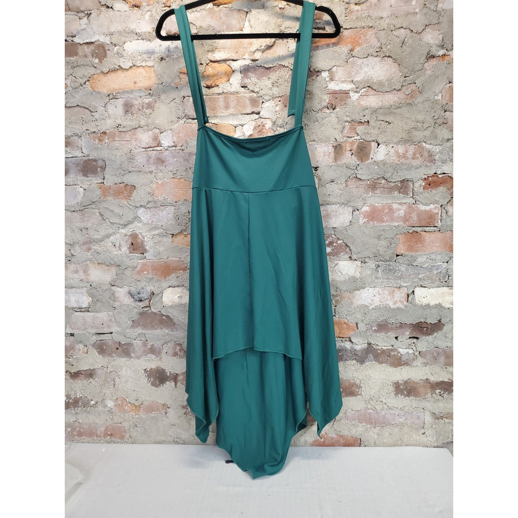 Womens Dark Green 5XL Lace Up Corset Tunic Top Crossover Straps Zipper Detail