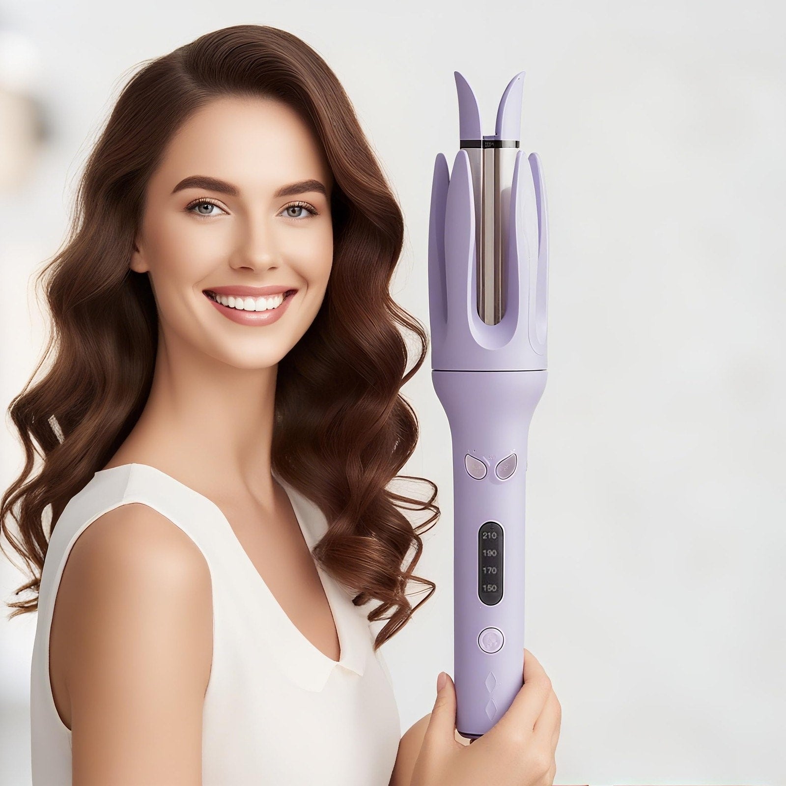 Automatic Hair Curler Rotating Spin Electric Corded Adjustable Temp Purple
