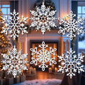 FortuneShare White Wicker Rattan Frosted Christmas Tree Decor Set 6 Holiday