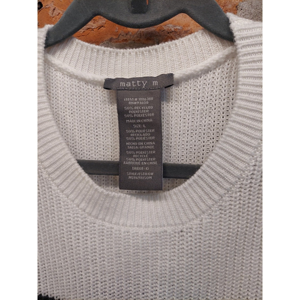 Matty M Womens Sweater L Colorblock Short Sleeve Knit Crew Neck