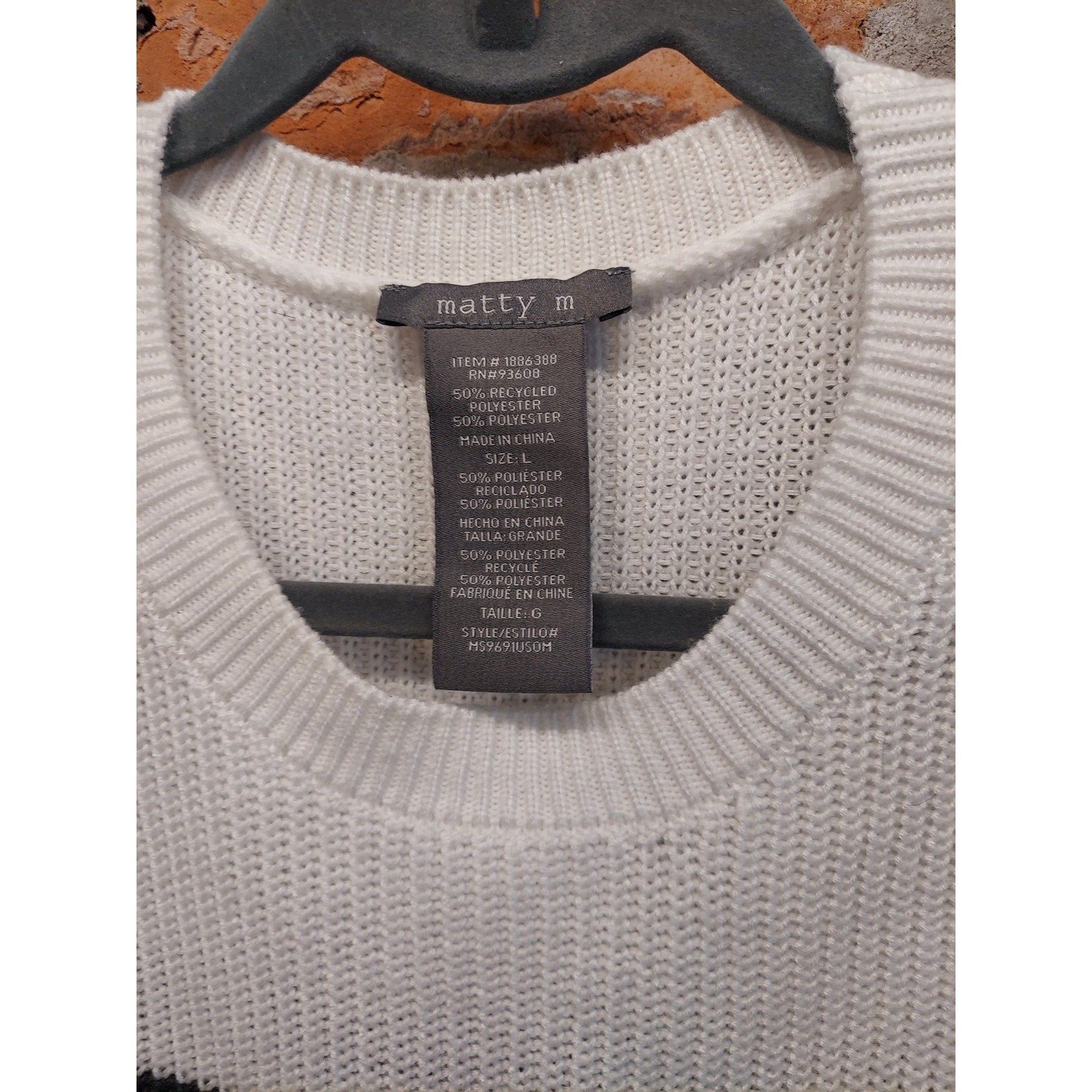Matty M Womens Sweater L Colorblock Short Sleeve Knit Crew Neck