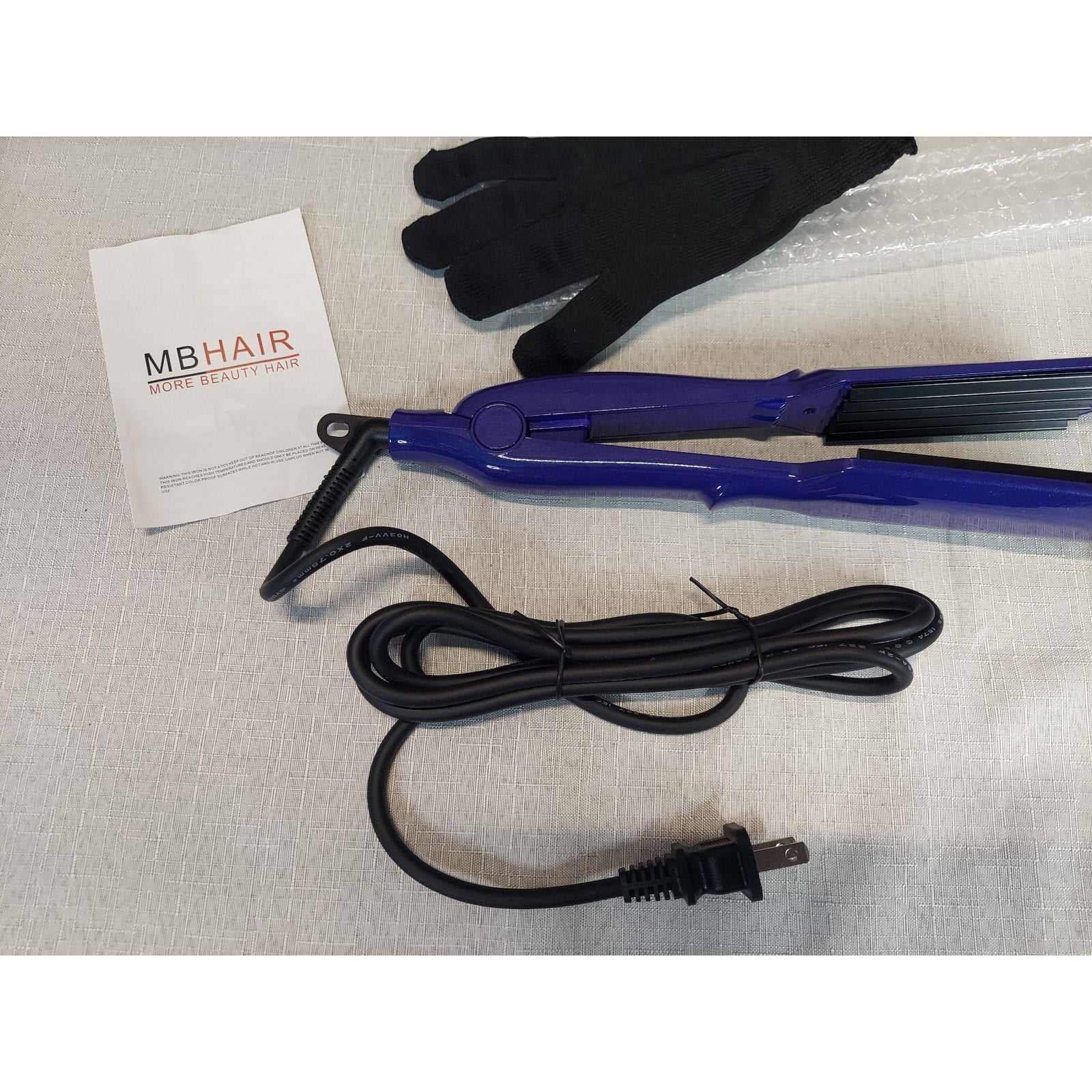 MB HAIR Hair Crimper Iron Wavy Texture Styling Tool Purple Heat Protectant Glove