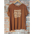 PositiviTees Womens T-Shirt XXL Brown Fall Pumpkins Flannels Graphic Top