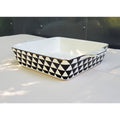 Thyme & Table Square Baking Dish Casserole Geometric Black White Gold Trim
