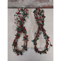 Christmas Red Green Pip Berry Garland Wired Rustic Holiday Home Decor Lot 2 10'
