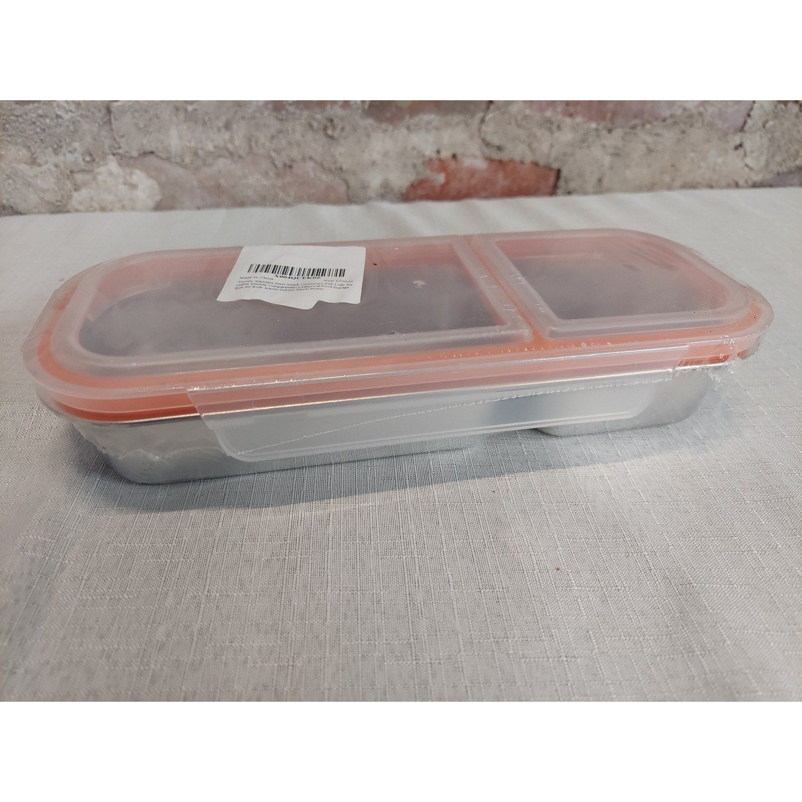 Stainless Steel Divided Lunch Box Food Container 700ML Leakproof Orange Seal