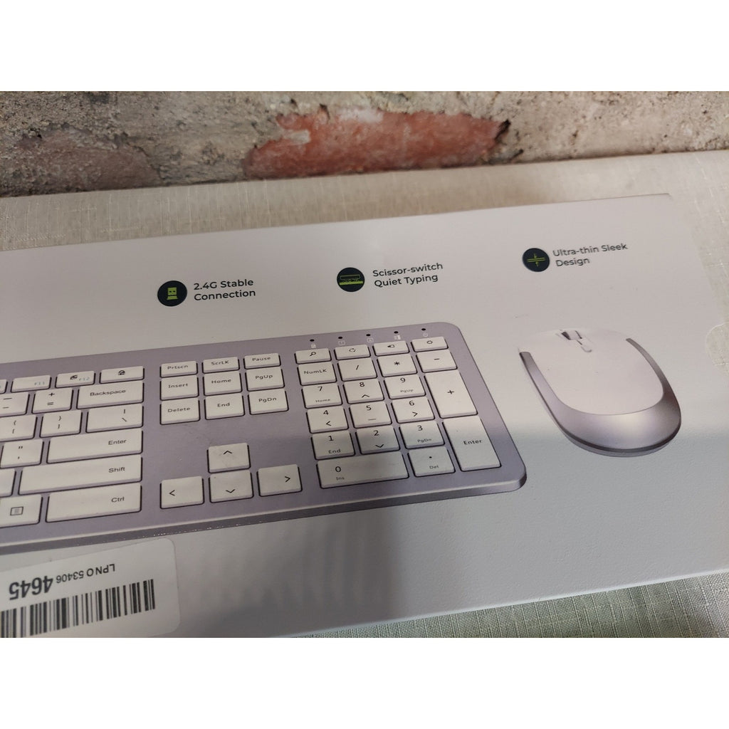SEENDA 2.4G Wireless Keyboard Mouse Combo SK30 Scissor Switch Ultra Thin White