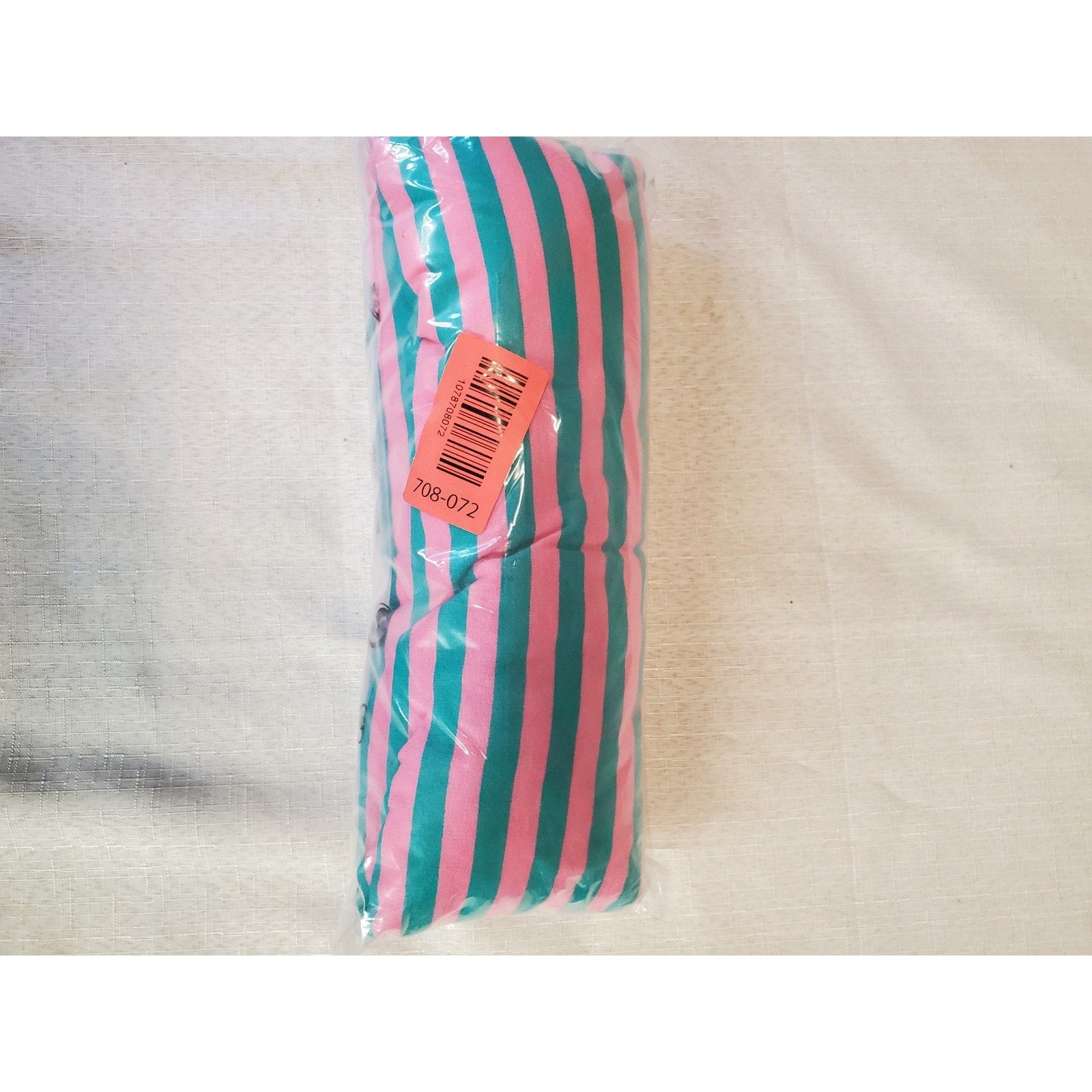 Womens Pullover Quarter Zip Sweatshirt Medium Pink Teal Striped Oversized