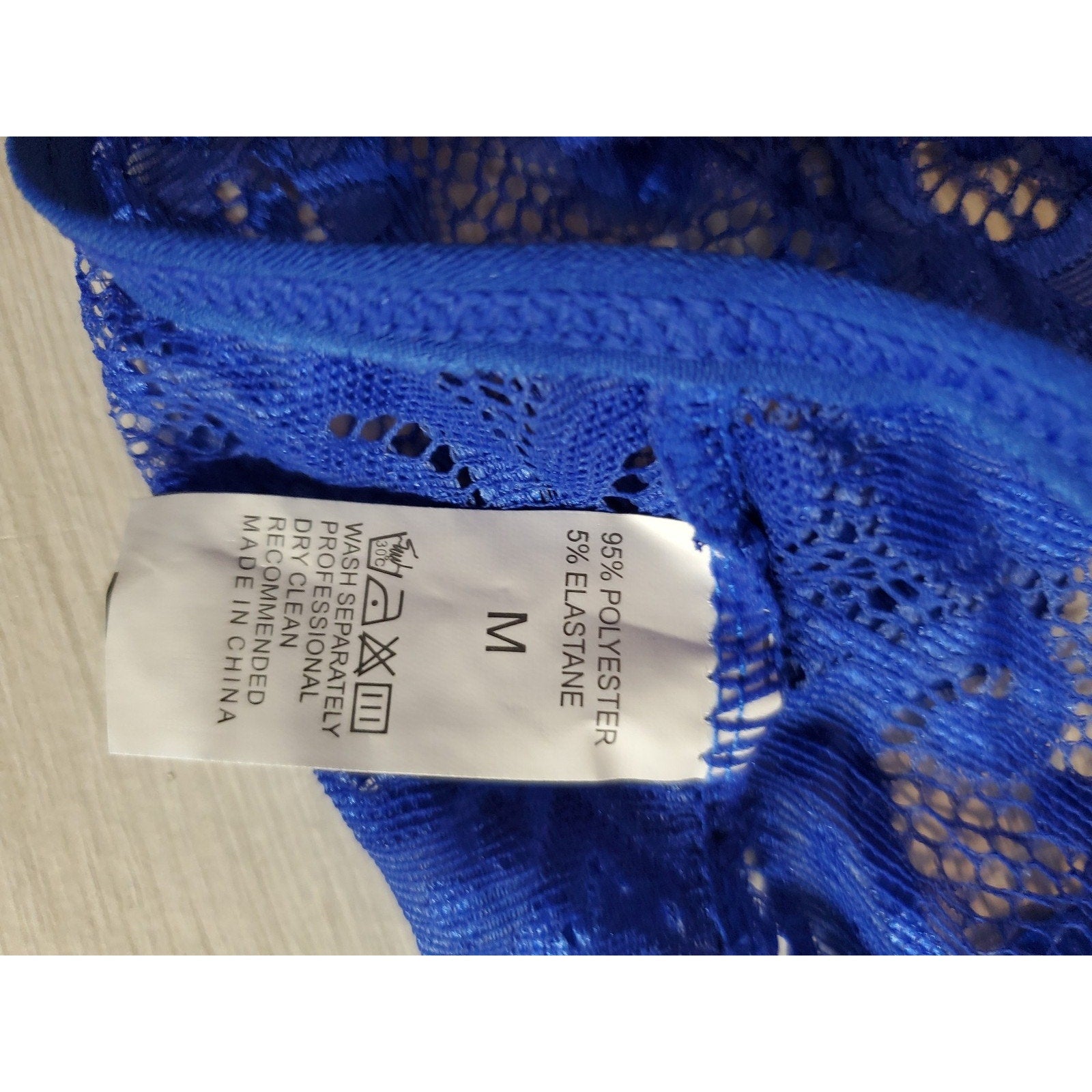 Donnalla Womens Babydoll Lingerie Set M Royal Blue Lace Sheer Nightwear Thong