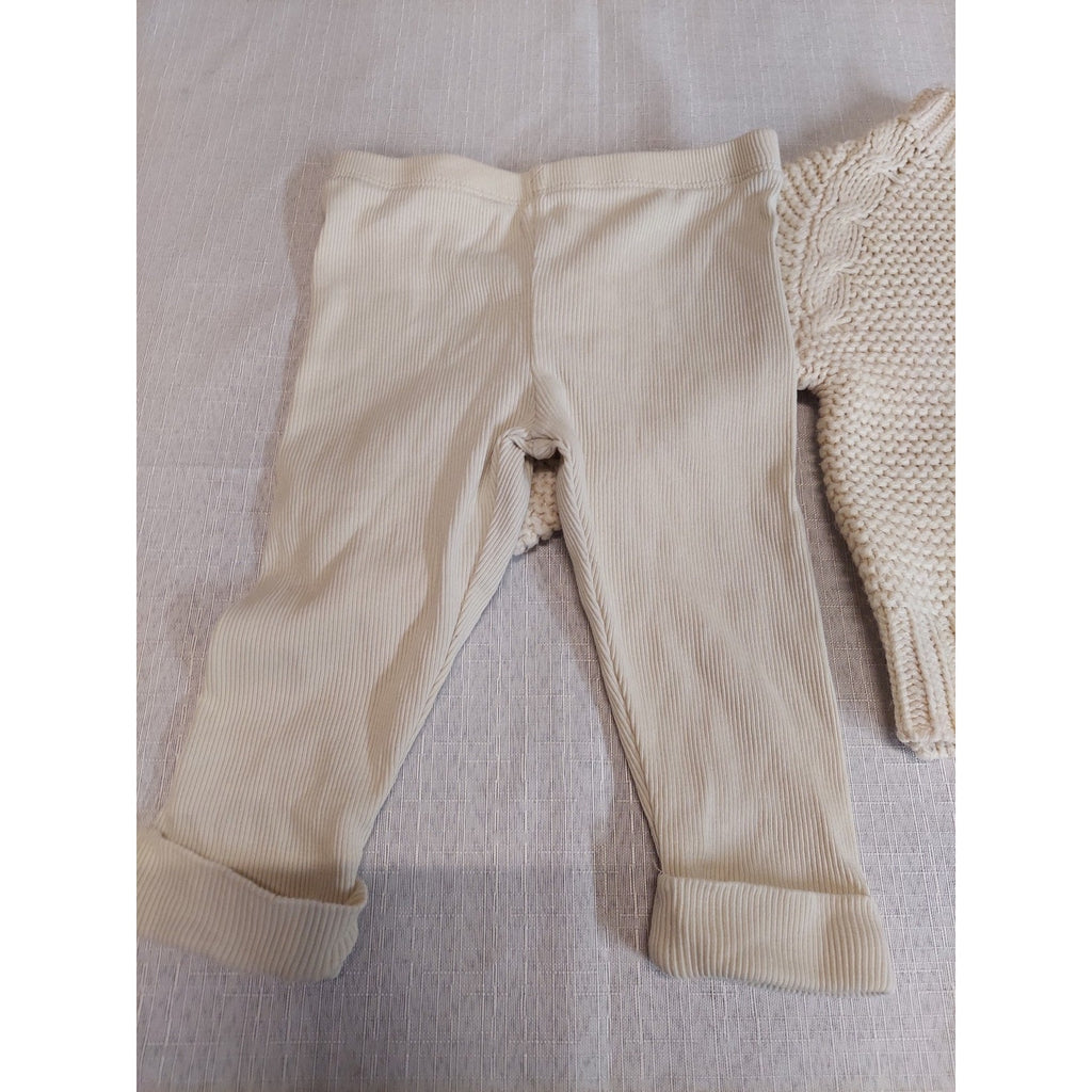 Peyton & Scout Baby Chunky Knit Cardigan Ribbed Pants 2 Piece Outfit Set 3-6M