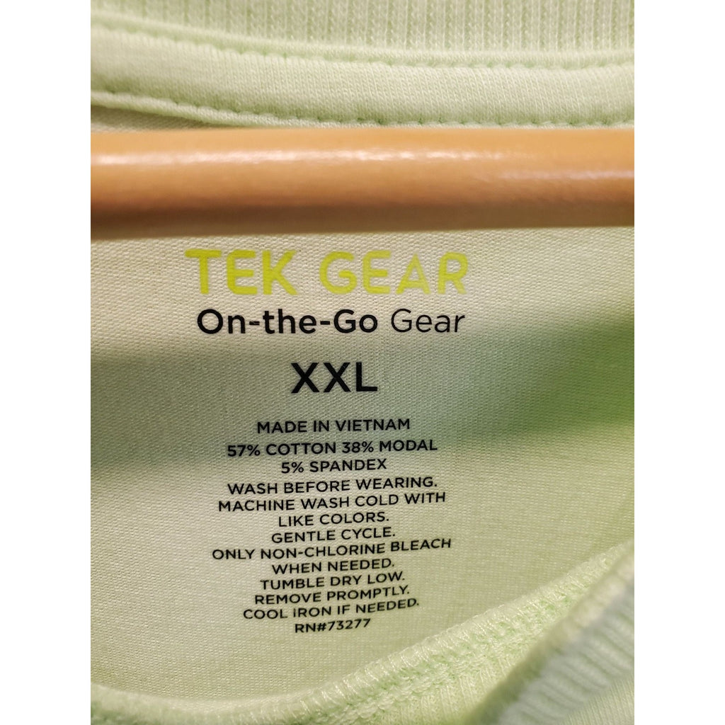 Tek Gear Mens On The Go T-Shirt Size XXL Light Green Cotton Blend Athletic