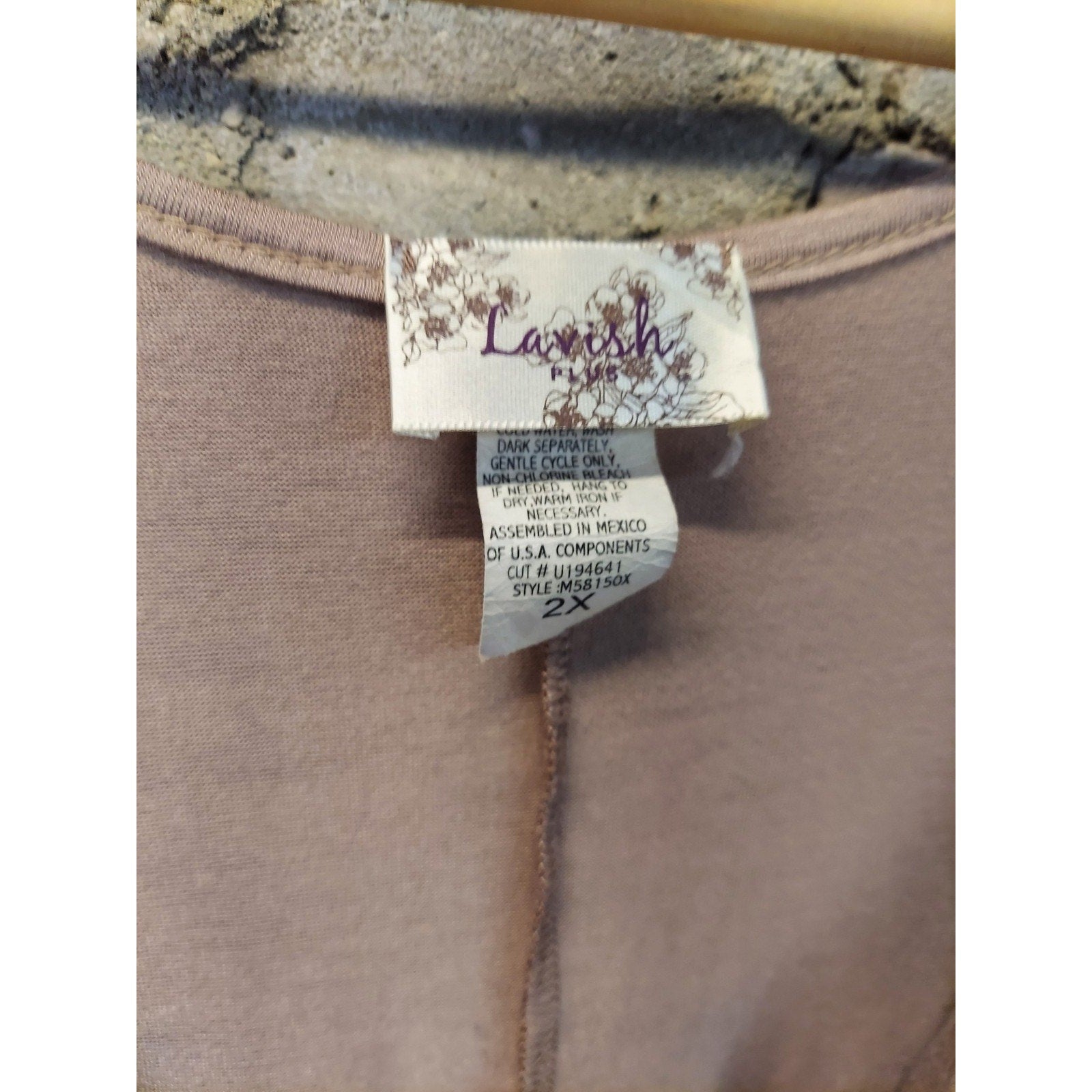 Lavish Plus Womens Taupe Cowl Neck Dolman Sleeve Tunic Top 2X Ruched Side