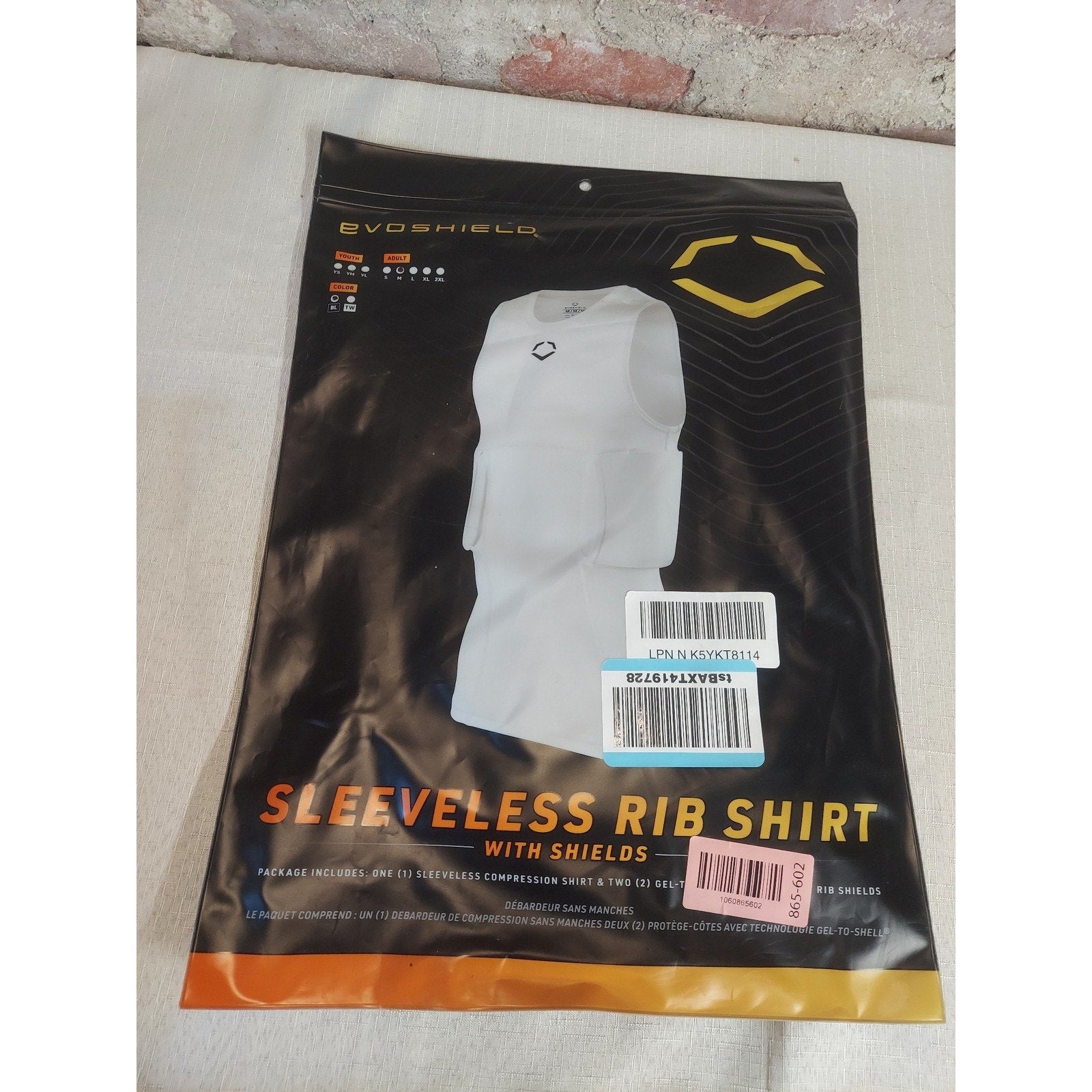 Evoshield Adult Sleeveless Rib Shirt White Compression Gel-to-Shell Shields