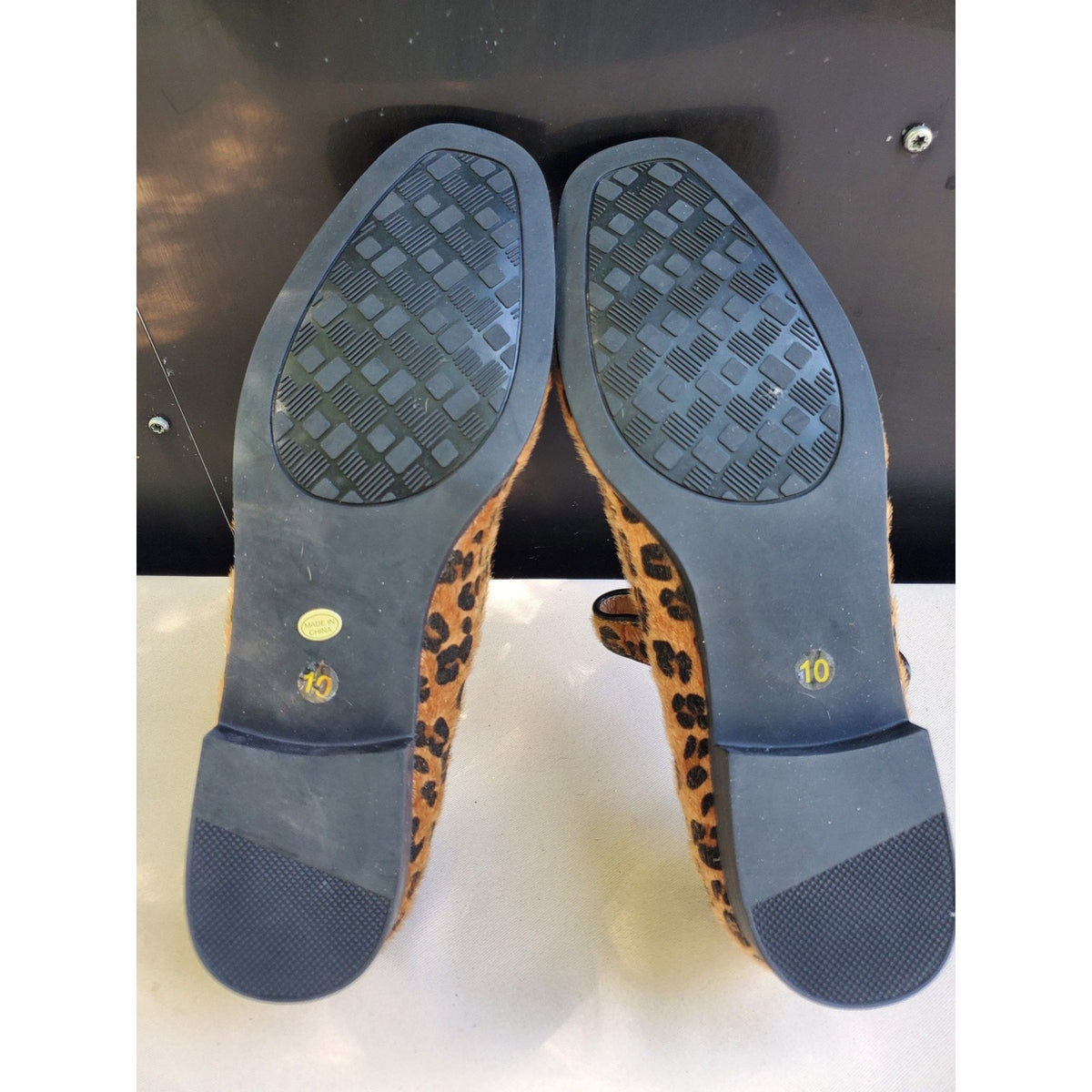 Womens Mary Jane Flats Leopard Print Size 10 Buckle Strap Animal Print