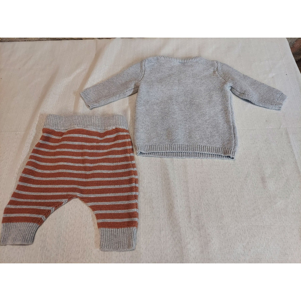 Carter's Baby Boys Lion Sweater Striped Knit Pants Outfit Set 3M Light Blue