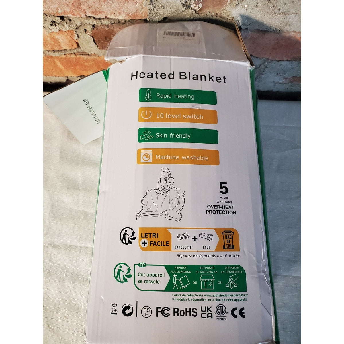 Heated Blanket Rapid Heating 10 Level Switch Machine Washable Skin Friendly