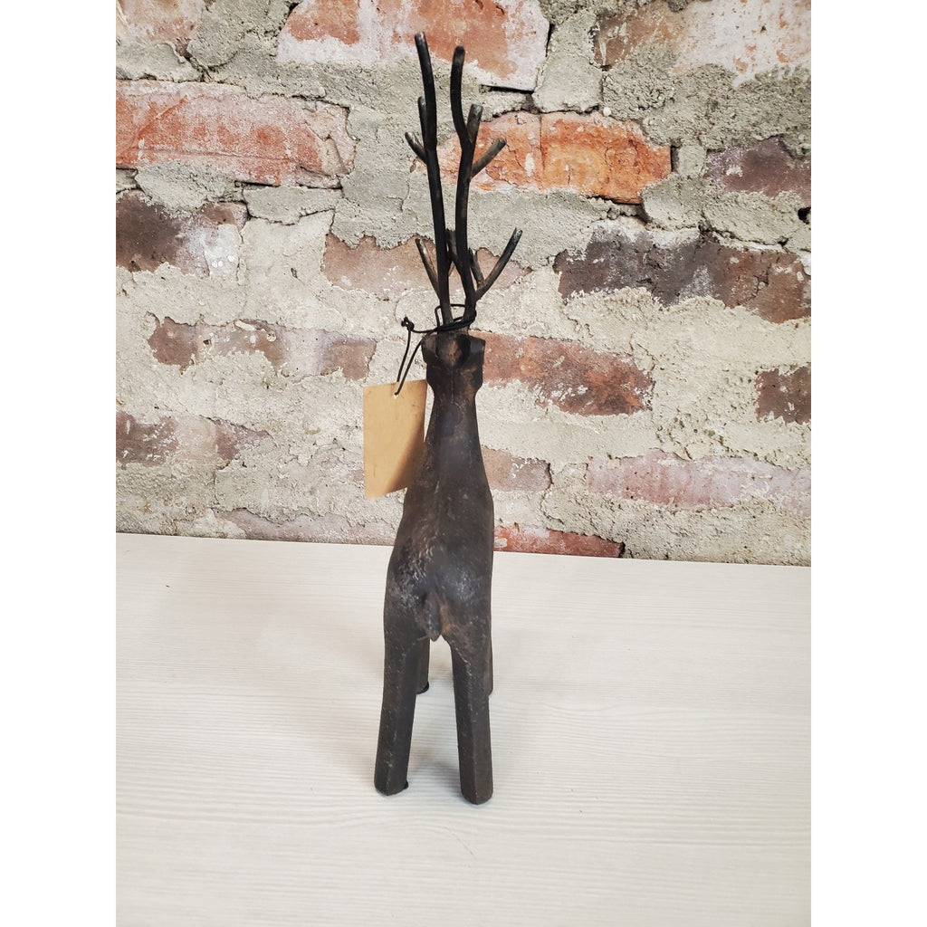 Deer Reindeer Figurine Metal Rustic Holiday Farmhouse Decor 10.5 Inch Tall Wire