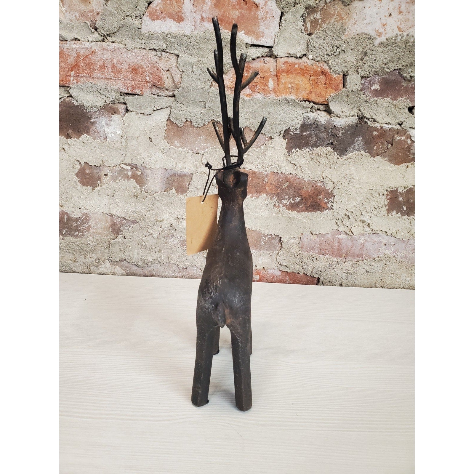 Deer Reindeer Figurine Metal Rustic Holiday Farmhouse Decor 10.5 Inch Tall Wire