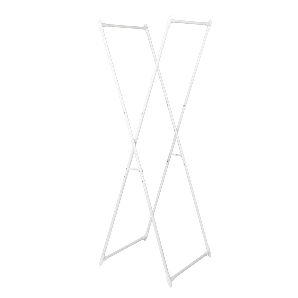 household essentials Folding Valet Stand Clothes Drying Rack White Portable
