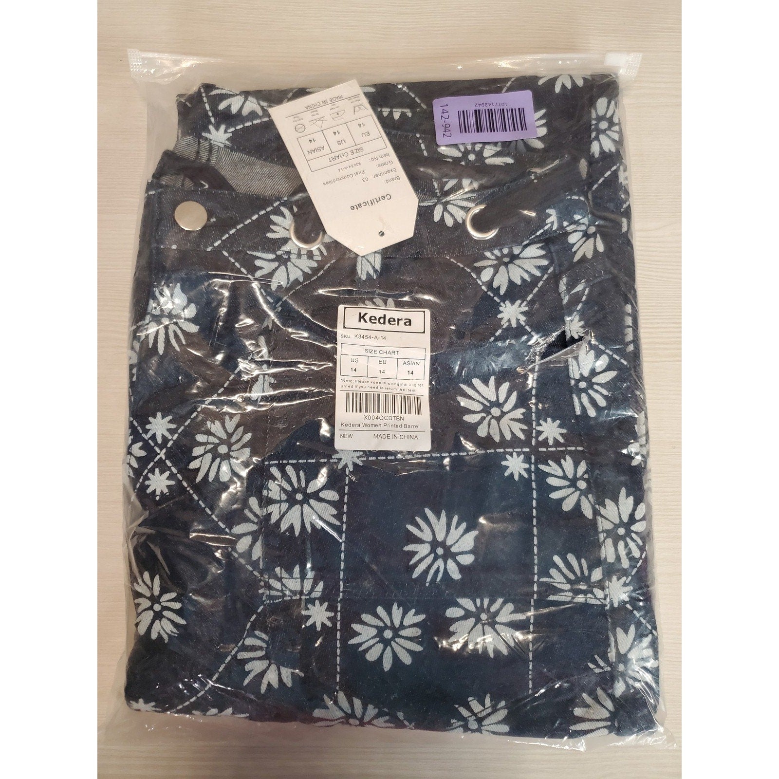 Kedera Womens Pants Size 14 Navy White Floral Print Wide Leg