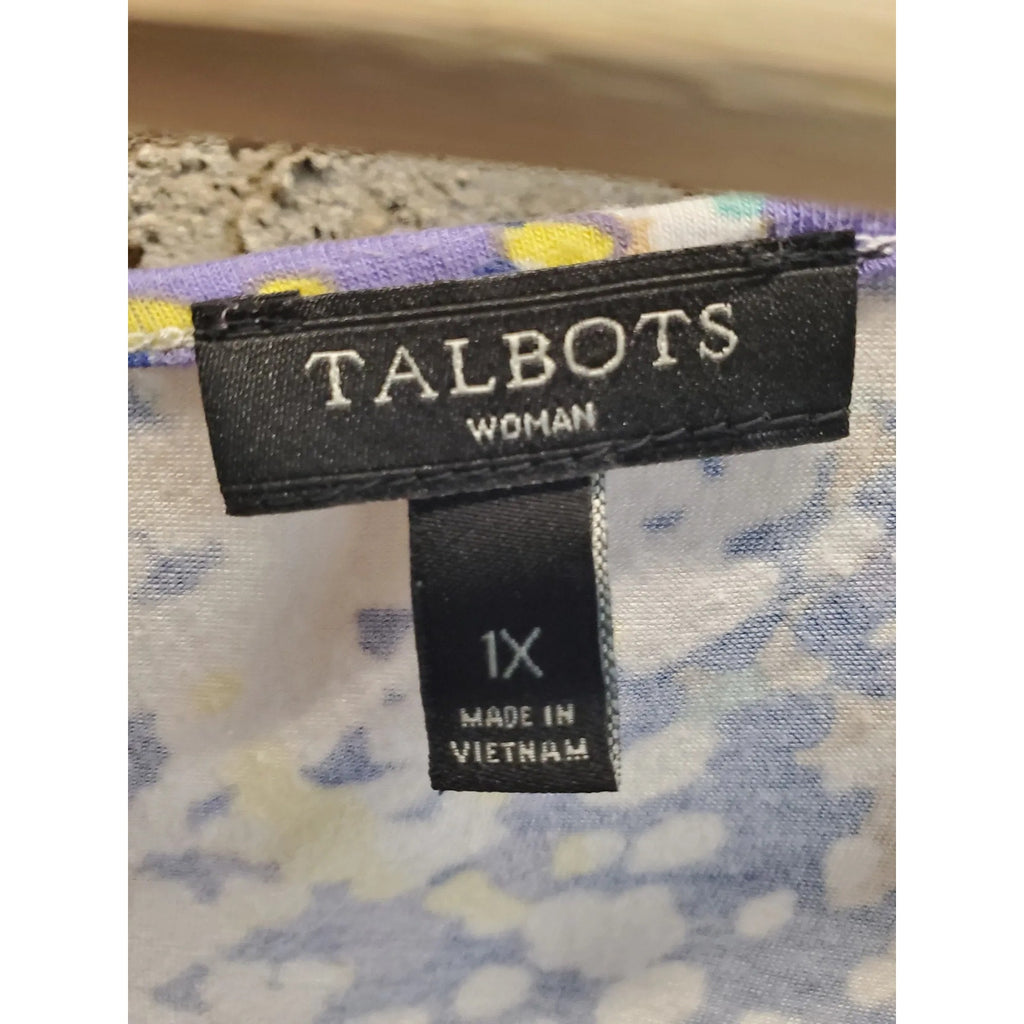 Talbots Woman Womens Top Blouse Size 1X Plus Multicolor Abstract Print Knit