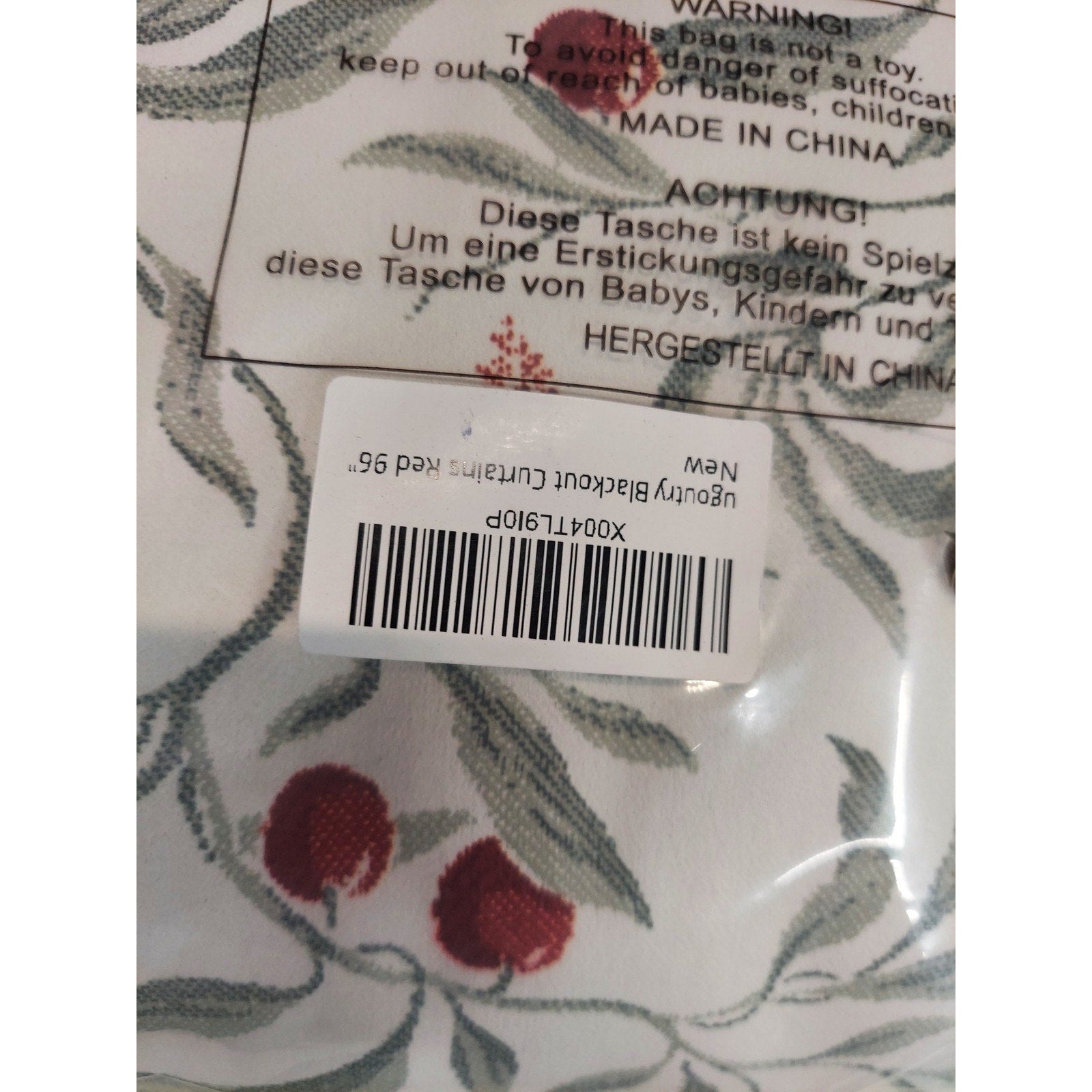 ugoutry Blackout Curtains Red Berry Botanical Grommet 96 In Length New 2 panels