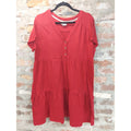 Knox Rose Womens Dress XXL Red Tiered V Neck Short Sleeve Pullover