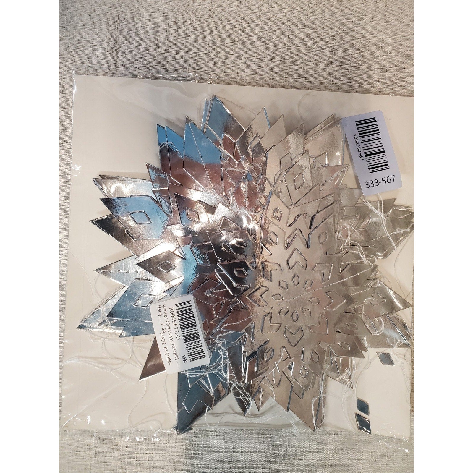 Silver 3D Snowflake Hanging Decorations Christmas Winter Holiday Party Decor