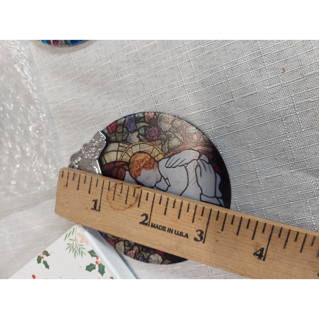 Christmas Ornaments Sacred Heart Jesus Madonna Child Stained Glass Look