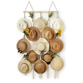 Wall Mounted Hat Rack Organizer Boho Macrame 31x66" Wooden Sun Hat Display