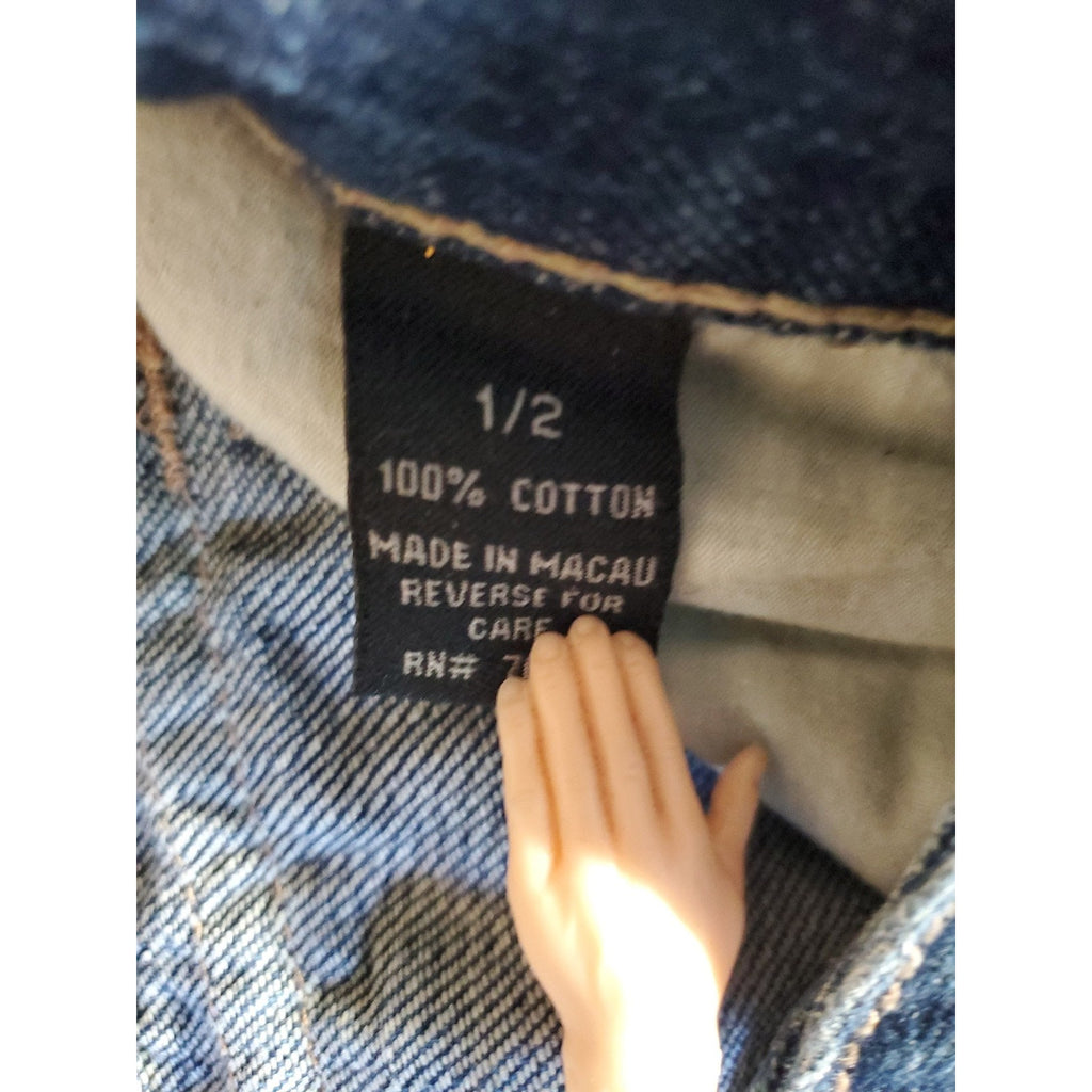 Womens Juniors Distressed Capri Jeans 1/2 Medium Wash 100 Cotton Low Rise