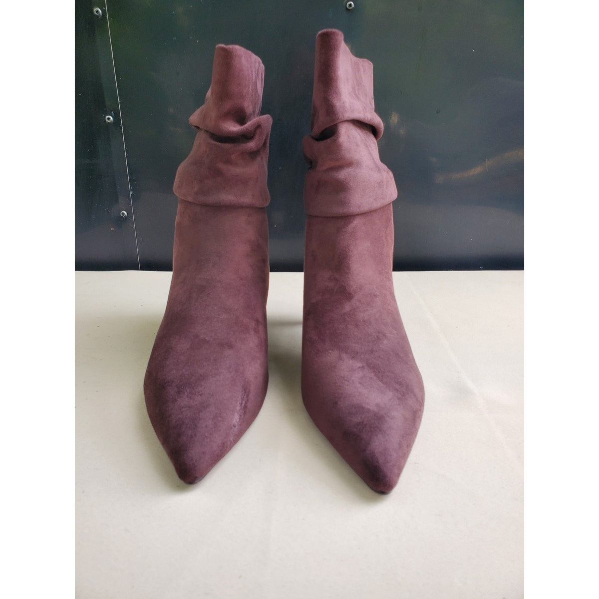 CosyFever Womens Ankle Boots 9.5W Plum Slouchy Pointed Toe Kitten Heel