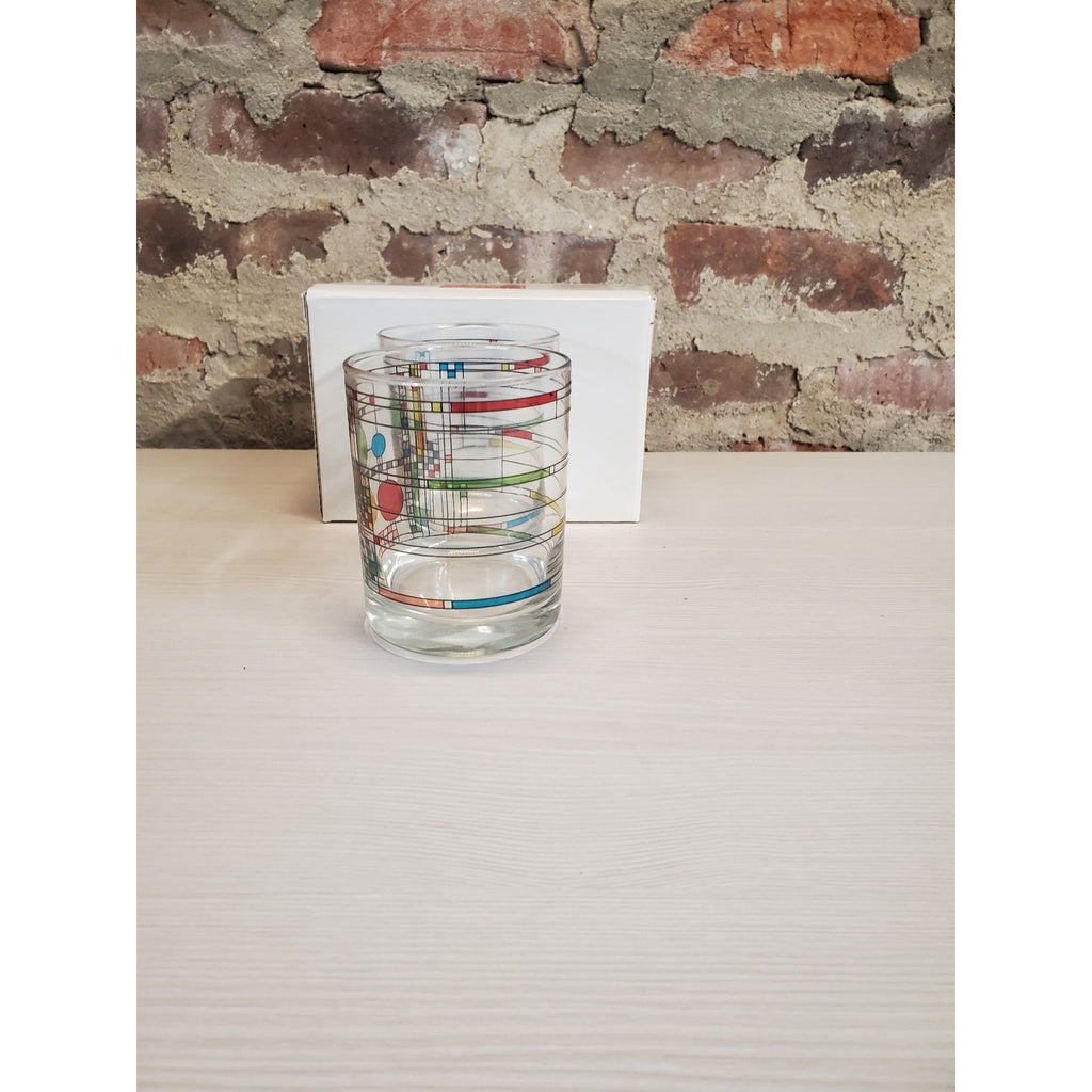 Frank Lloyd Wright Geometric Drinking Glasses Set Cocktail Tumblers