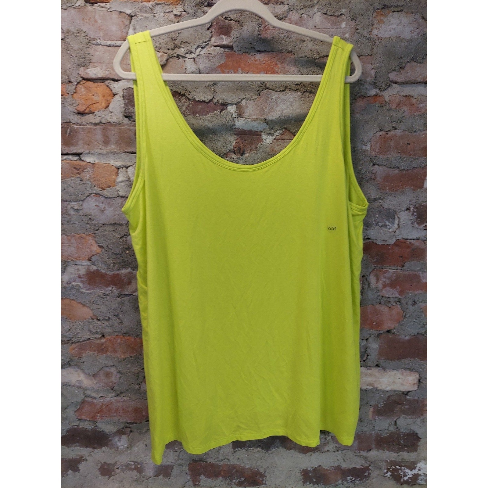 LANE BRYANT Womens Tank Top 22/24 Neon Yellow Rayon Stretch Plus Size