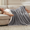 Heated Throw Digital Controller Blanket 50x60 Inches Gray Fleece Sherpa