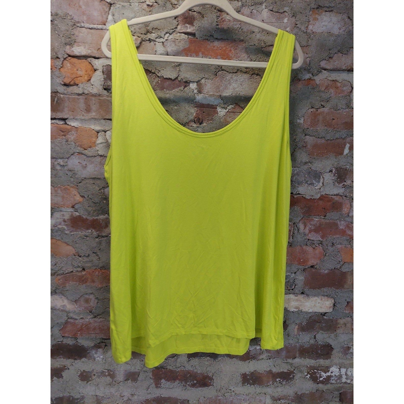 LANE BRYANT Womens Tank Top 22/24 Neon Yellow Rayon Stretch Plus Size