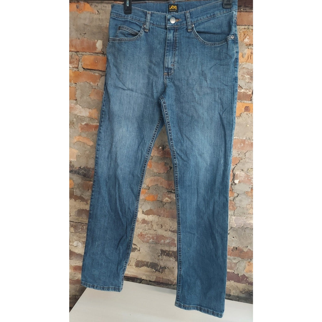 Lee Mens Jeans 32x32 Mid Wash Blue Straight Leg Denim Classic Authentic