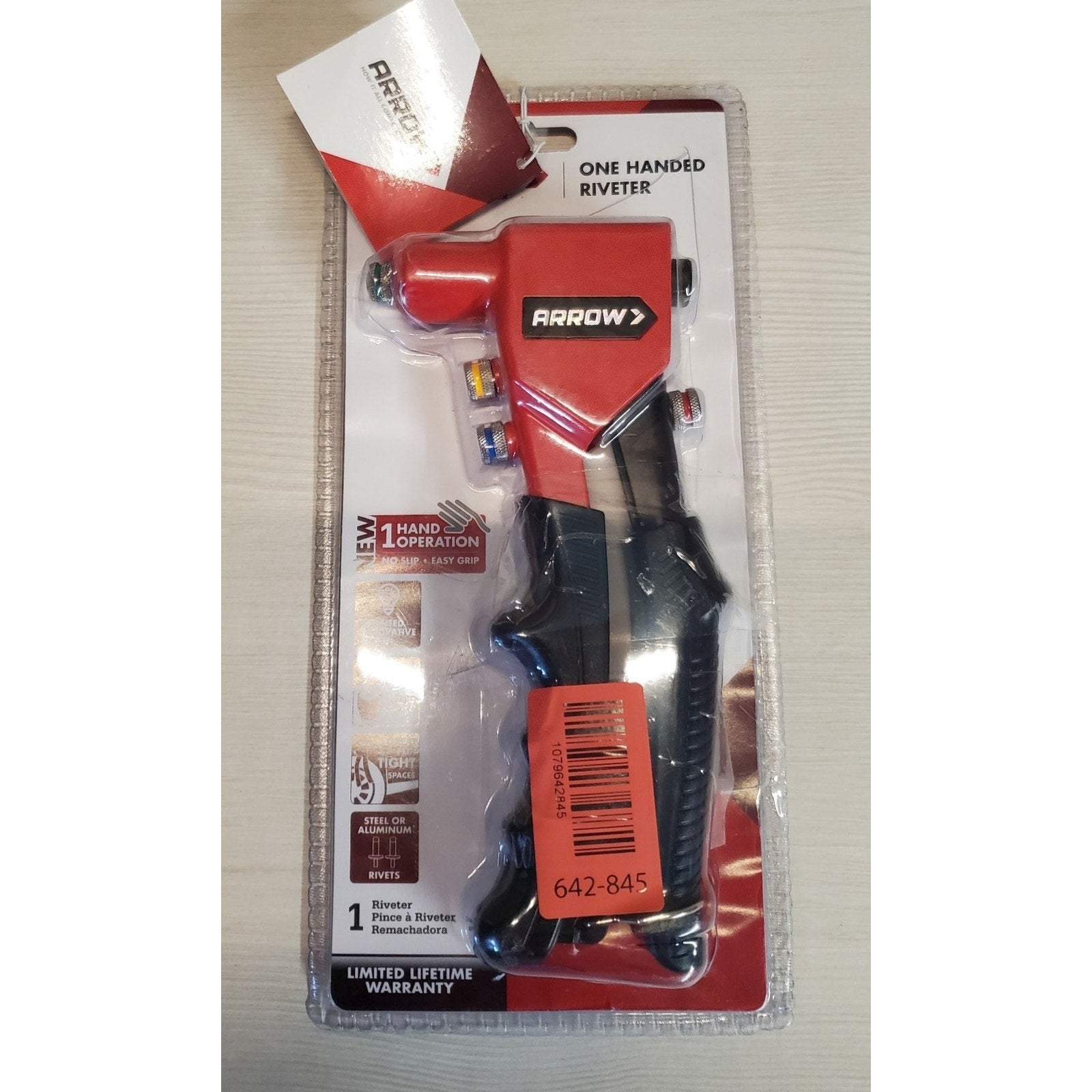 ARROW One Handed Riveter Rivet Gun Steel Aluminum Easy Grip No Slip New