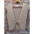 LOFT Womens Shrug S Tan Sleeveless Tie Front Bobble Eyelet Knit Cropped